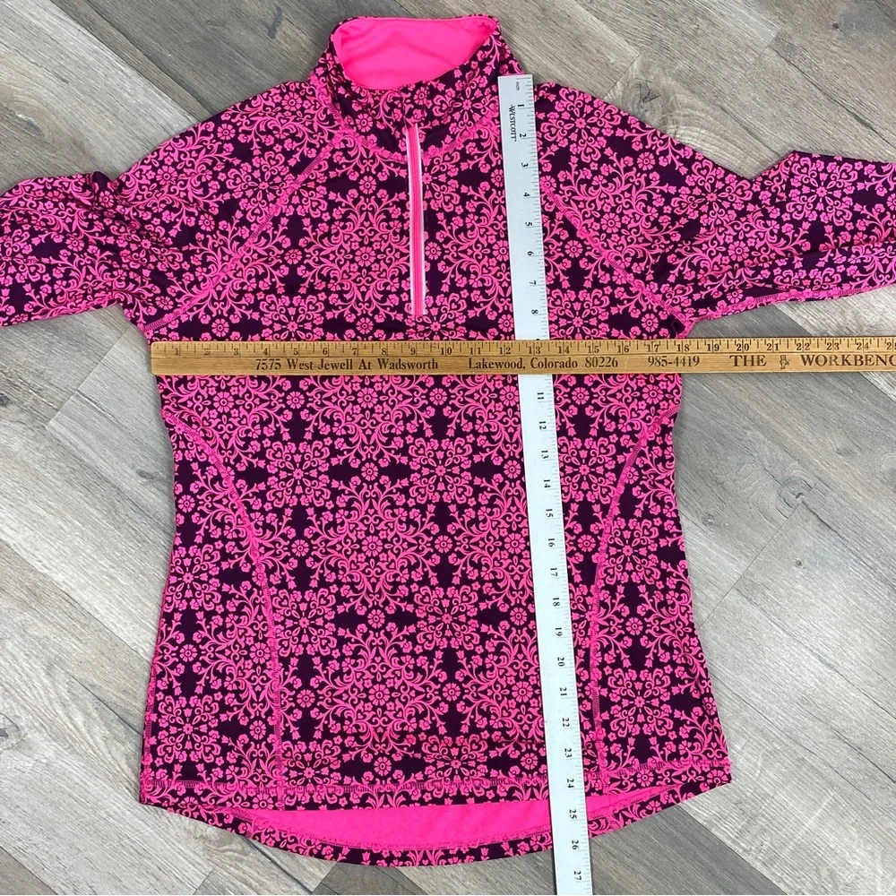 Ideology Floral Damask Print Quarter Zip Athletic Top Purple Pink Medium - Picture 14 of 14